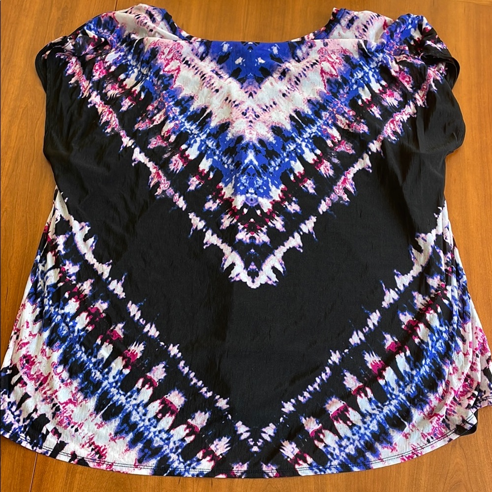 Women's Multicolor Tie-Dye Blouse 2X